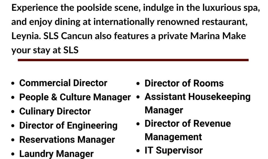 SLS Hotel &Resort Jobs Mexico